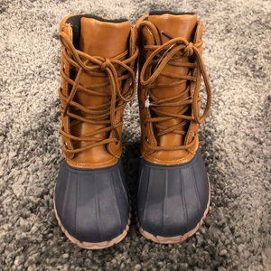 Girls Pierre Dumas Lt. Brown & Navy Winter Boots